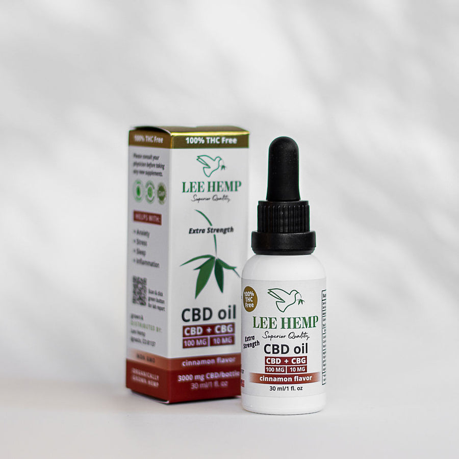 Extra Strength CBD Oil - Cinnamon Flavor - 3000mg CBD, 300mg CBG