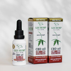 Extra Strength CBD Oil - Cinnamon Flavor - 3000mg CBD, 300mg CBG