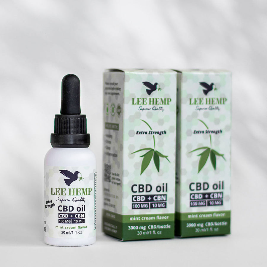 Extra Strength CBD Oil - Mint Cream Flavor - 3000mg CBD, 300mg CBN